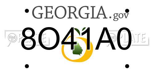 8O41A0 Georgia License Plate