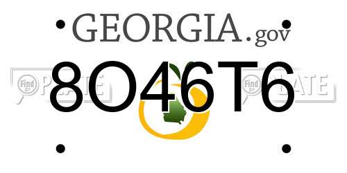 8O46T6 Georgia License Plate
