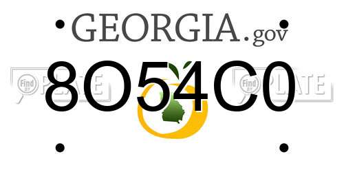 8O54C0 Georgia License Plate