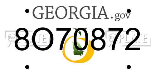 8O70872 Georgia License Plate