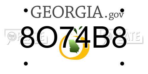 8O74B8 Georgia License Plate