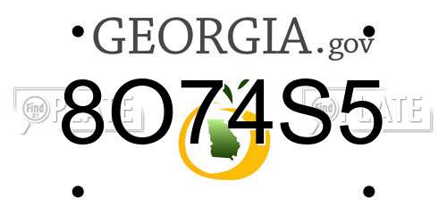 8O74S5 Georgia License Plate