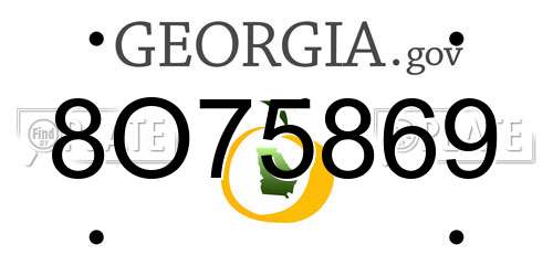 8O75869 Georgia License Plate