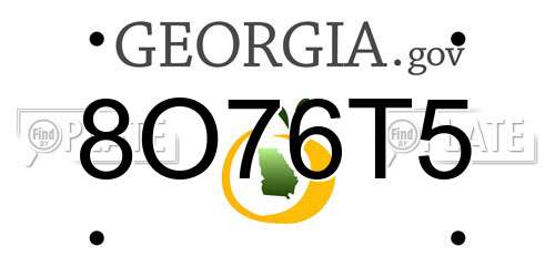 8O76T5 Georgia License Plate