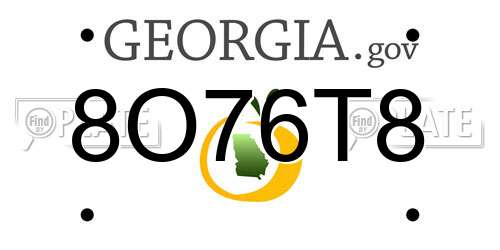 8O76T8 Georgia License Plate