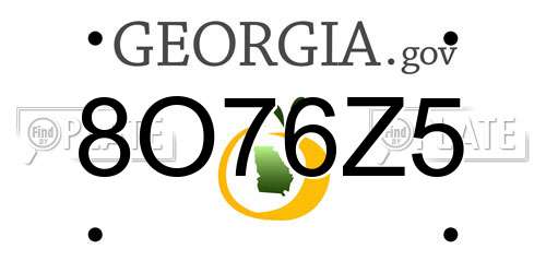 8O76Z5 Georgia License Plate