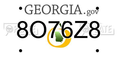 8O76Z8 Georgia License Plate