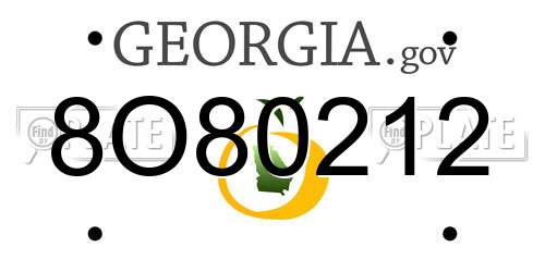 8O80212 Georgia License Plate