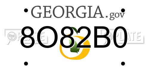 8O82B0 Georgia License Plate