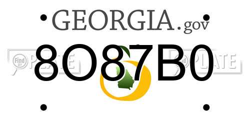8O87B0 Georgia License Plate