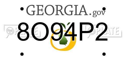 8O94P2 Georgia License Plate