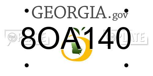 8OA140 Georgia License Plate