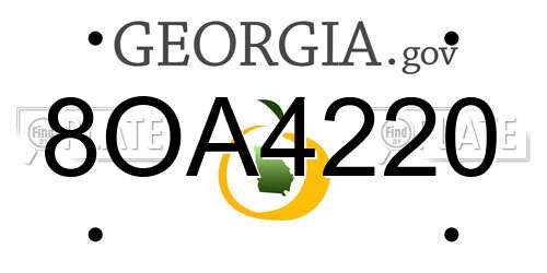 8OA4220 Georgia License Plate