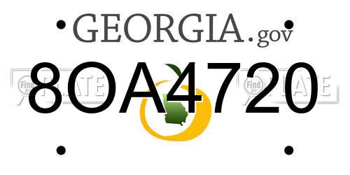 8OA4720 Georgia License Plate