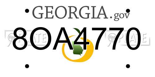 8OA4770 Georgia License Plate