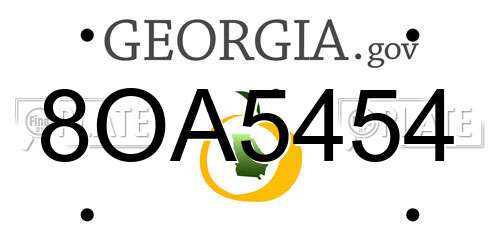 8OA5454 Georgia License Plate
