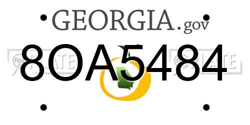 8OA5484 Georgia License Plate