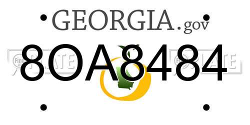 8OA8484 Georgia License Plate
