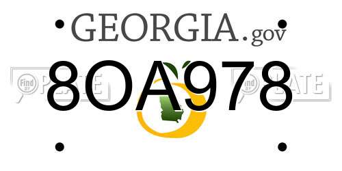 8OA978 Georgia License Plate