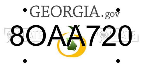 8OAA720 Georgia License Plate