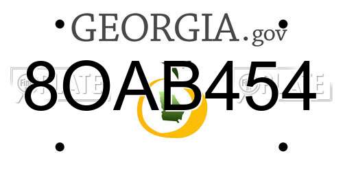 8OAB454 Georgia License Plate