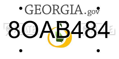 8OAB484 Georgia License Plate