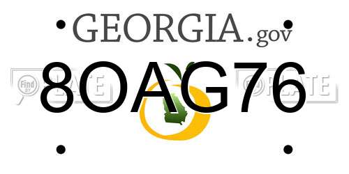 8OAG76 Georgia License Plate