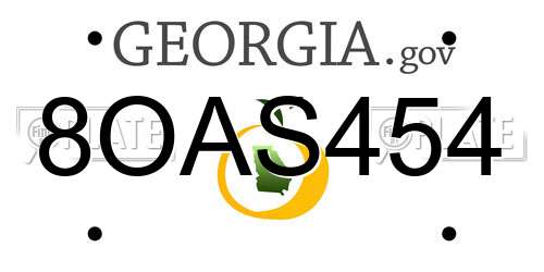 8OAS454 Georgia License Plate