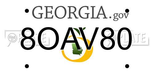8OAV80 Georgia License Plate