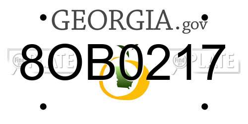 8OB0217 Georgia License Plate
