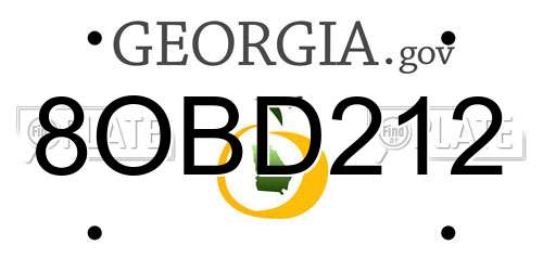 8OBD212 Georgia License Plate