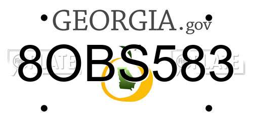 8OBS583 Georgia License Plate