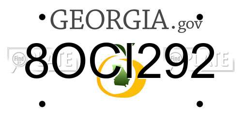 8OCI292 Georgia License Plate