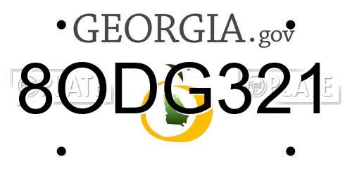 8ODG321 Georgia License Plate