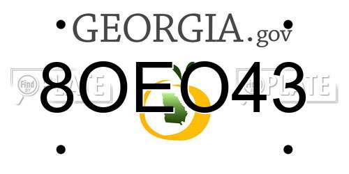 8OEO43 Georgia License Plate