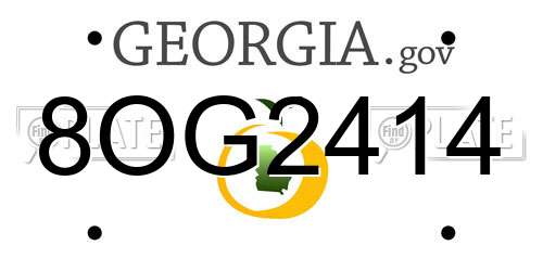 8OG2414 Georgia License Plate
