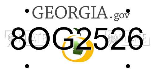8OG2526 Georgia License Plate
