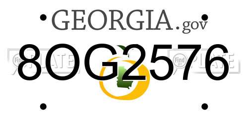 8OG2576 Georgia License Plate
