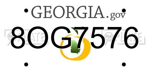 8OG7576 Georgia License Plate