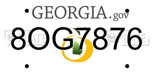 8OG7876 Georgia License Plate