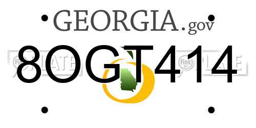 8OGT414 Georgia License Plate