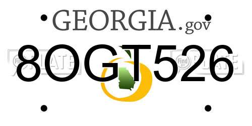 8OGT526 Georgia License Plate
