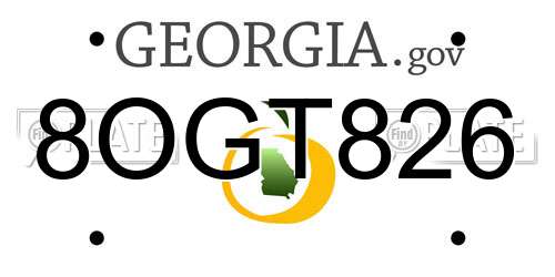 8OGT826 Georgia License Plate