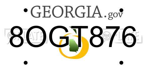 8OGT876 Georgia License Plate