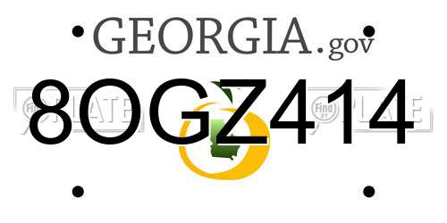 8OGZ414 Georgia License Plate