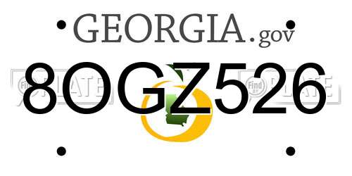 8OGZ526 Georgia License Plate
