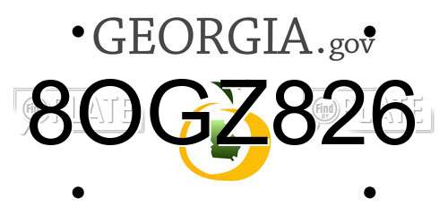 8OGZ826 Georgia License Plate