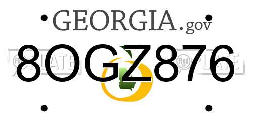 8OGZ876 Georgia License Plate