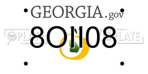 8OII08 Georgia License Plate