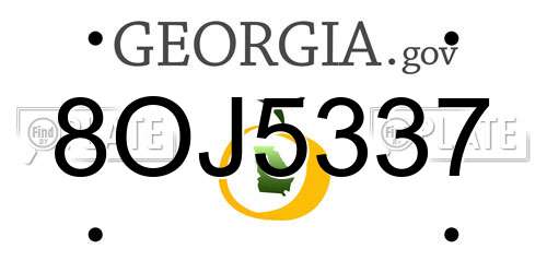 8OJ5337 Georgia License Plate